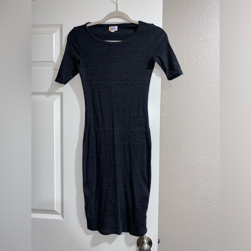 LuLaRoe Charcoal Gray Ribbed midi Dress